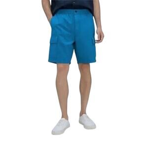 NWT EVERLANE Men’s Linen Blend Elastic Waist Cargo Short Horizon Blue